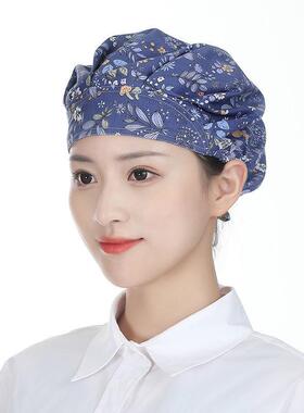 女式厨师帽女款防油烟厨房帽做饭戴的帽子家用厨帽餐饮工作卫生帽