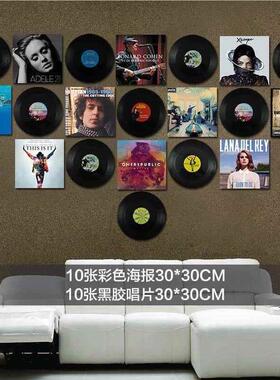 覆古工业风格黑胶唱片盘模型道具墙装饰墙装饰吧创意怀旧装饰饰品