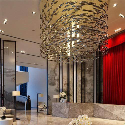 琉璃艺术海洋主题鱼群创意装饰吊饰美容会所餐厅酒店大堂组合吊灯,淘宝优惠券,粉丝福利购,淘宝优惠卷