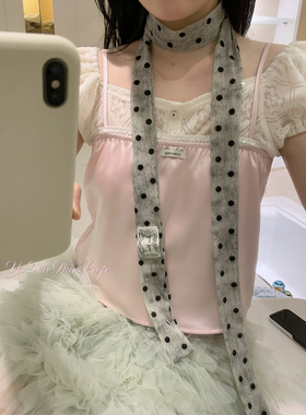春夏定制时髦波点细窄长条丝巾女