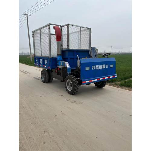 柴油三轮青贮铡草车干湿草料揉丝打包机户外收牧草粉碎一体压块机 - 图0