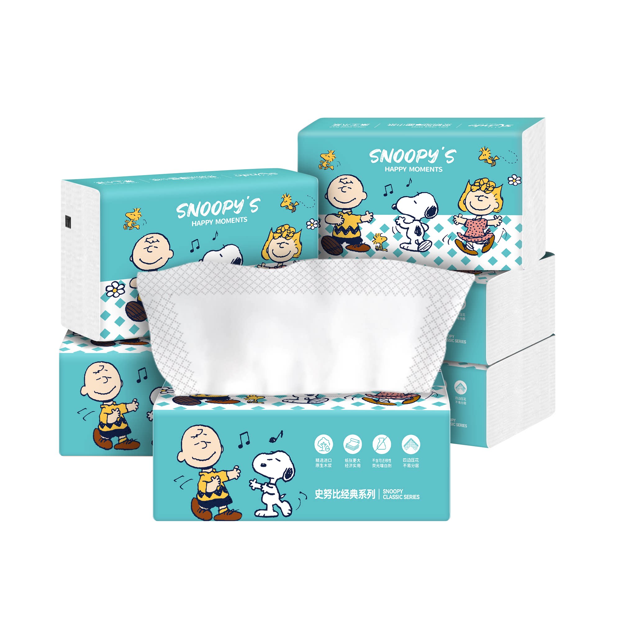 史努比抽纸90抽卫生纸抽4层加厚面巾纸餐巾家庭纸巾实惠装整箱装