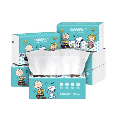 史努比抽纸90抽卫生纸抽4层加厚面巾纸餐巾家庭纸巾实惠装整箱装