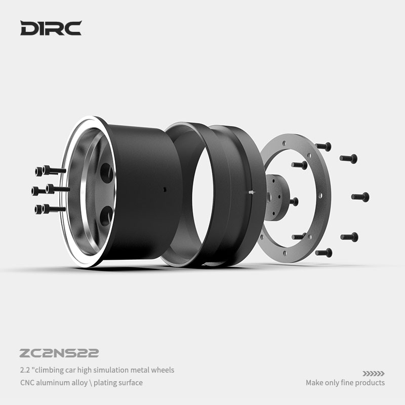 D1RC 2.2寸金属攀爬车仿真深凹轮毂枪灰 TRX4 scx10三代负值轮毂 - 图0