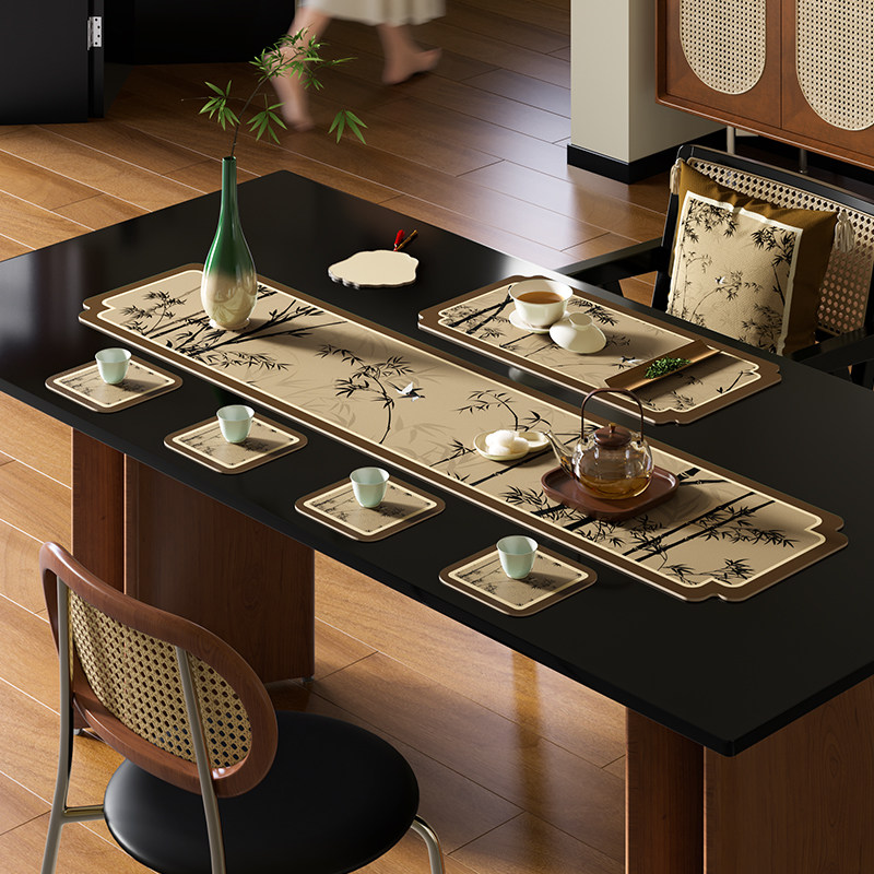 林溪新中式禅意茶席硅藻泥竹叶中式国风吸水茶室茶桌沥水垫布桌旗,淘宝优惠券,粉丝福利购,淘宝优惠卷