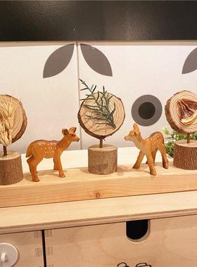 森系装饰摆饰桌面干果干燥花松果玩偶组合手工创意礼物木墩植物标