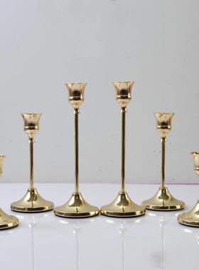 北欧金属酒杯烛台 电镀黄铜色烛台工艺品摆件婚庆装饰ins摄影道具