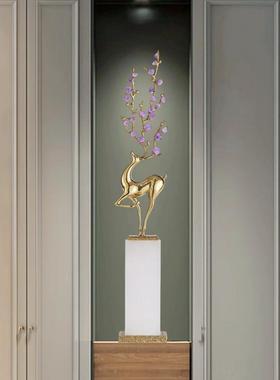 中式鹿摆件入户玄关壁龛客厅电视柜旁装饰品乔迁新居开业高档礼品