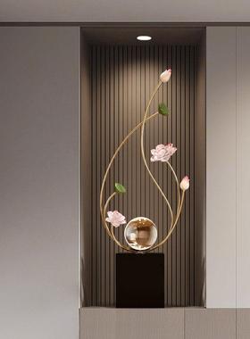 新中式玄关装饰摆件高级感小众客厅电视柜展示酒柜装饰品荷花摆设