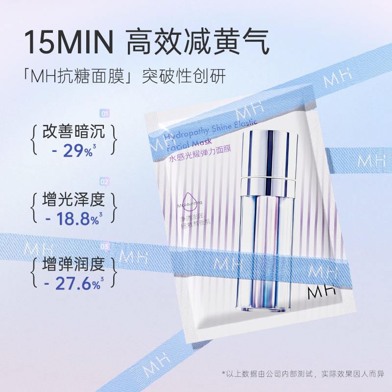 水感光耀弹力面膜补水保湿锁水润泽肌肤男女可用25ml*5片盒装H