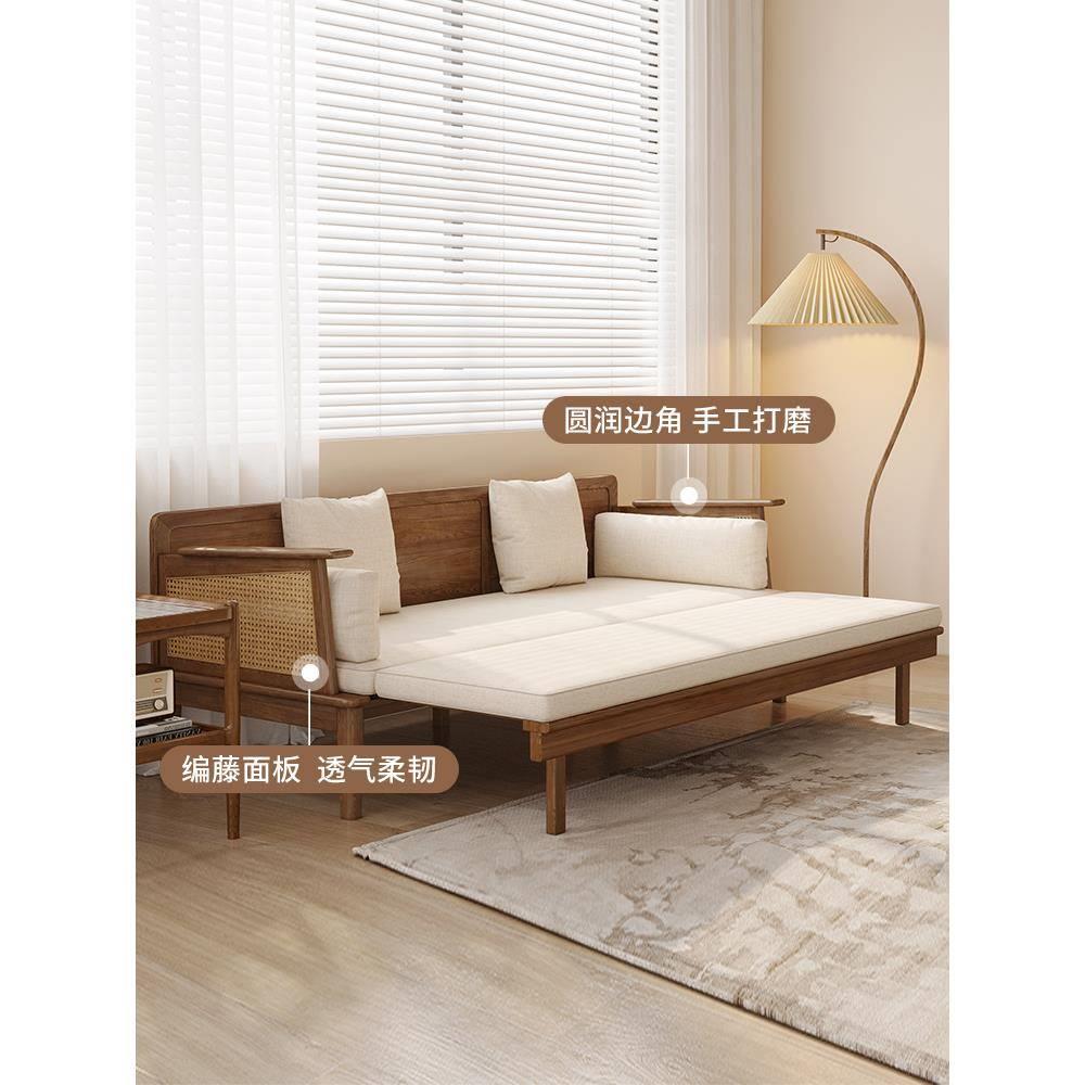 发床两用罗汉床客sfc-8007厅沙简约现代缩床新中式小户型全实木可 - 图2