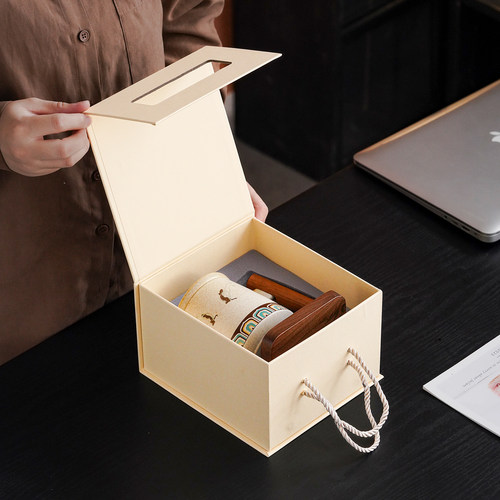 敦煌文创陶瓷马克杯木把带盖办公室过滤水杯茶水分离杯子礼品定制 - 图3