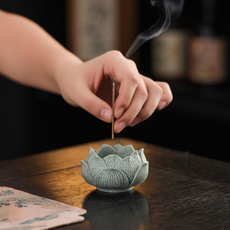 青砂石莲花线香插座创意小香炉家用室内香器线香香托茶桌檀香薰炉,淘宝优惠券,粉丝福利购,淘宝优惠卷