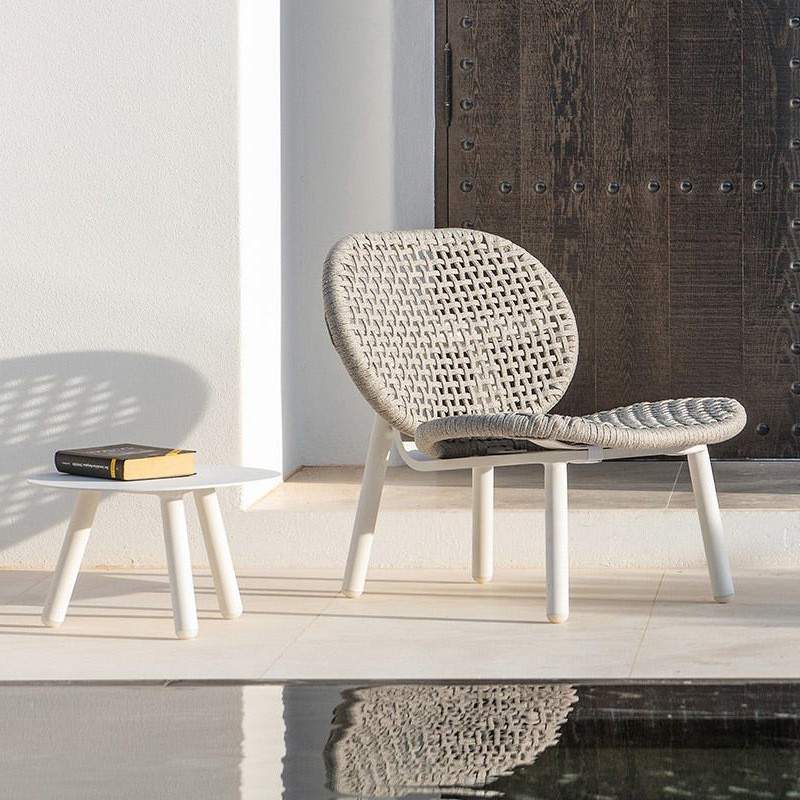 创意户外沙发单人藤椅茶几阳台三件套茶几民宿露台花园椅防水防晒 - 图0