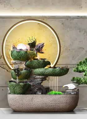 新中式流水生财摆件喷泉景观循环水客厅玄关办公室风水轮装饰乔迁