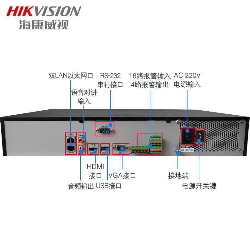 海康威视高清8路16路32路四盘位录像机网络硬盘录像机DS-7908N-R4 - 图2