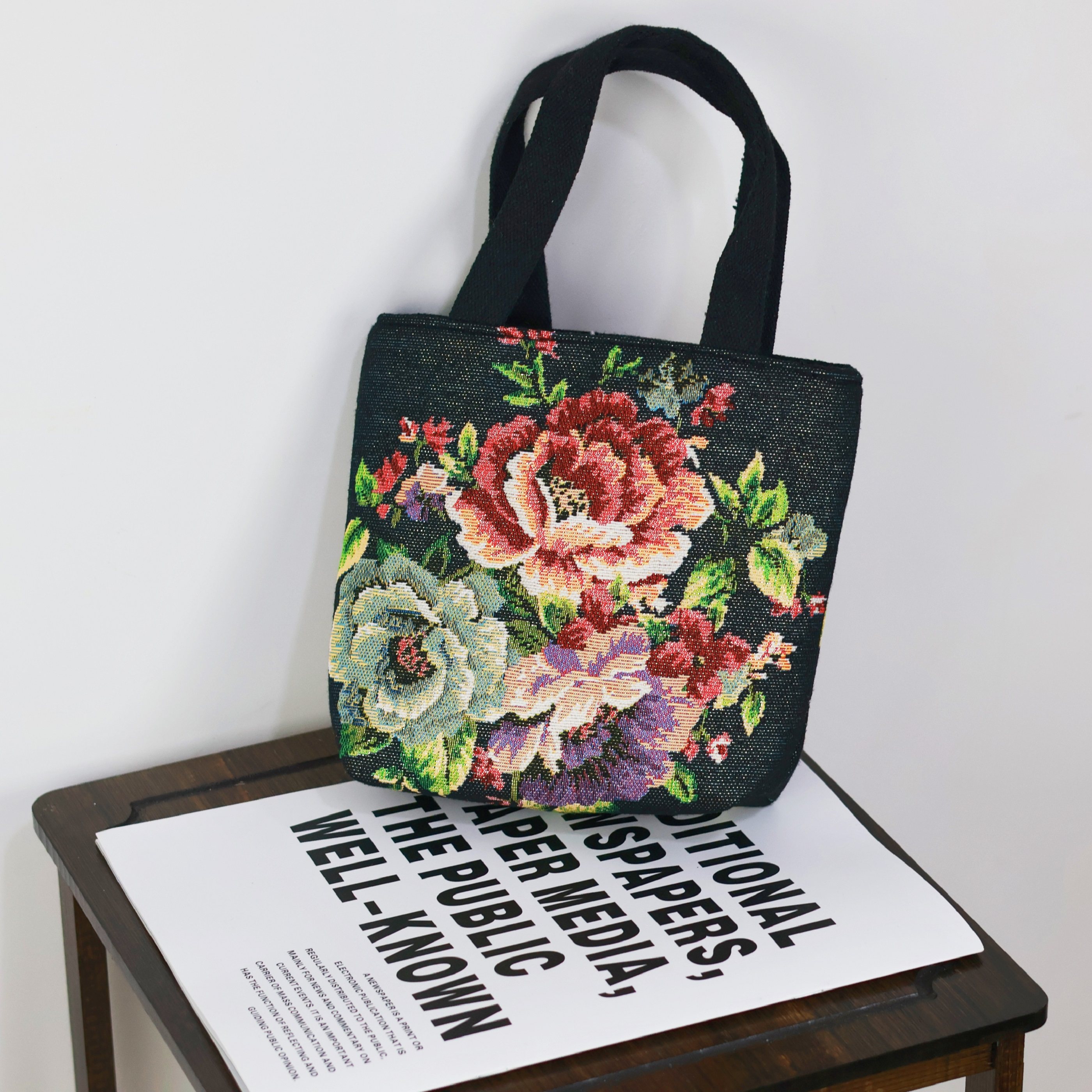 双面刺绣帆布包手提包手拎外出百搭精致化妆包手机包上班小拎包,淘宝优惠券,粉丝福利购,淘宝优惠卷