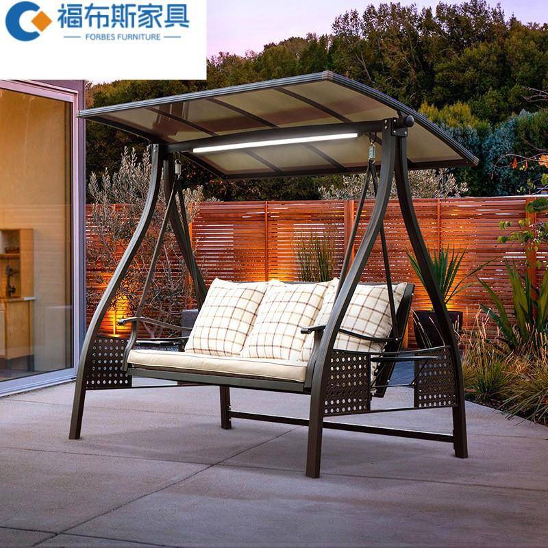 户外露防台阳台民宿别秋千室外花园庭院防晒锈双SQV墅人组三人摇 - 图0