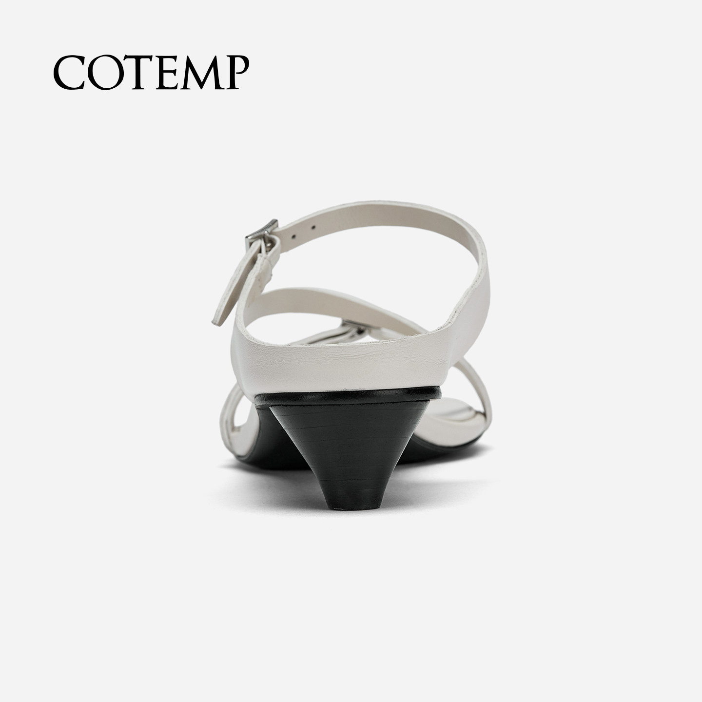 cotempBahati Kaha 26SS新款圆头方扣绑带小猫跟凉鞋子女