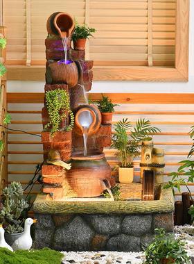 假山流水喷泉摆件循环水陶罐风水轮庭院鱼池布置露台室内景观造景