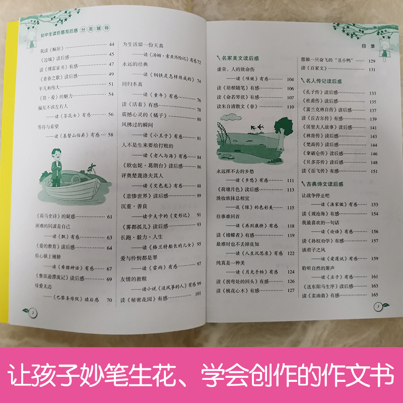 初中生书读后感观后感专项作文写作指导训练思路思维点拨方法技巧七八九年级作文讲解精彩优美范文参考写作素材积累中学生初一二三