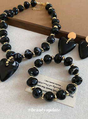 亚克力爱心项链手链耳钉套装