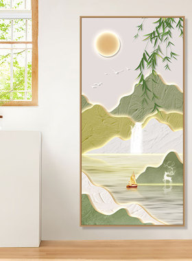 生机勃勃玄关装饰画小清新风景竖款墙上壁画自粘画自带背胶免打孔