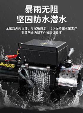 电动绞盘12V越野车汽车自救绞盘机24v电动葫芦车载卷扬机小吊机