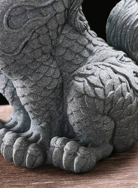 中式国潮TM688351件砂石青龙生九子嘲风摆意客创厅假山鱼缸水族造