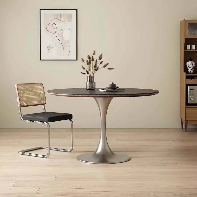 严奢中古风郁金香餐桌实木饭桌家用小户型岩板圆桌餐桌椅子一套,淘宝优惠券,粉丝福利购,淘宝优惠卷