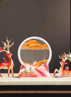 沙漏流创招意摆件rMmwJe4Q客沙画财鹿厅玄关酒柜电视柜办公