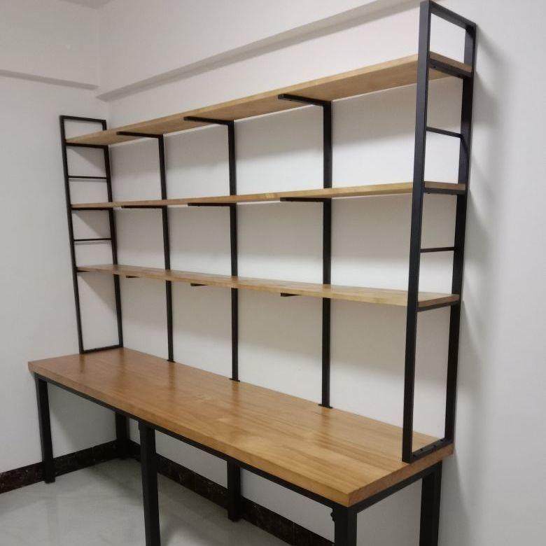 L人OFT免钉墙实木书桌书架组合一体10077307用公桌简约双卧室电办,淘宝优惠券,粉丝福利购,淘宝优惠卷