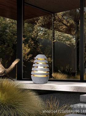 仿真发光石头草坪灯日式户外防水造型别墅庭院花园林景观装饰地灯