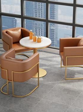 北欧商务接待铁艺沙发奶茶店甜品店双人沙发椅组合西餐厅沙发桌椅