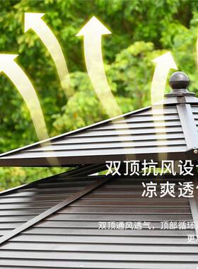 户外庭院凉亭别墅花园遮阳棚新中式镀锌铁艺室外露台中式仿古亭子