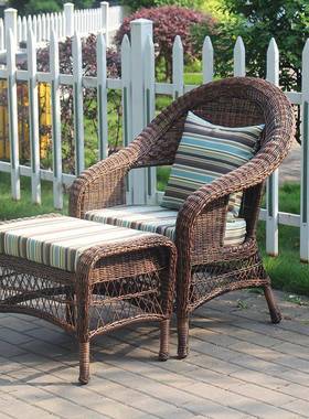 户外桌椅三件套阳台休闲圆藤室外藤编防藤露台藤椅组合庭院花园椅