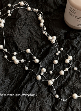 多层珍珠叠戴项链女生2025新款
