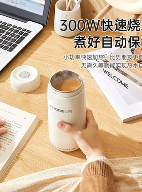 电热杯小型烧水壶便携式旅行携带电加热水杯保温一体壶迷你电热杯