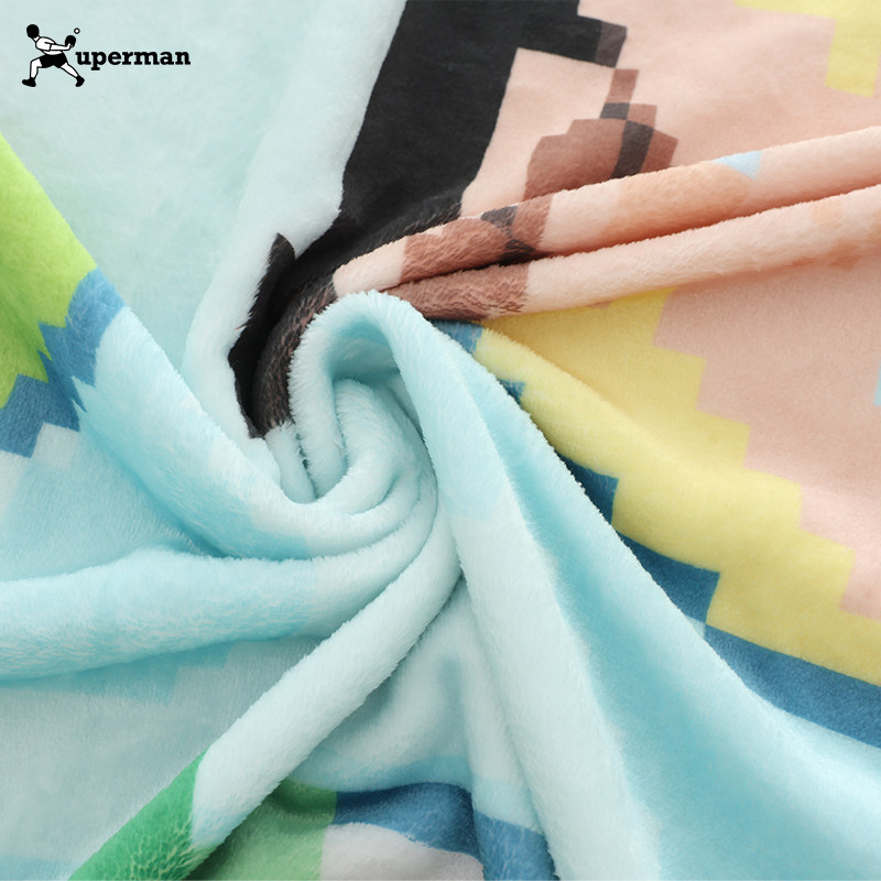 Xuperman卡通像素泳池披肩盖毯办公室午睡空调毯法兰绒珊瑚绒毯子,淘宝优惠券,粉丝福利购,淘宝优惠卷