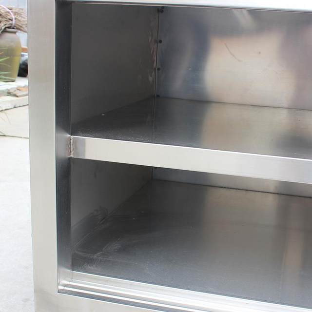 Stainless steel workbench kitchen sliding door two-story operating table load table household commercial storage cabinet