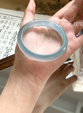 天然高冰透库里蓝玛瑙手镯时尚百搭饰品礼物送女友闺蜜生日礼物