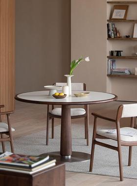 cs多立克圆桌岩板款|实木岩板圆形餐桌家用小户型圆桌