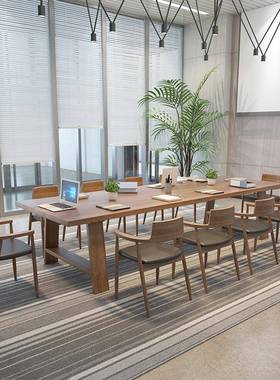 Loft现代培训写字办公桌阅览室洽谈书桌职员接待长条会议桌组合