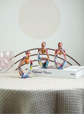 创意水转印人物小摆件家居客厅电视柜酒柜玄关装饰树脂工艺品