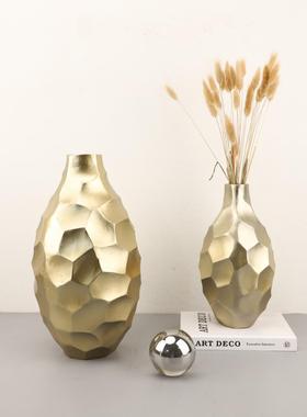 欧式简约创意锤纹金色花器客厅卧室玄关茶几办公室书房家居装饰品