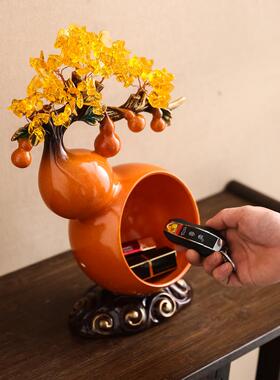 葫芦招财摆件客厅玄关入户钥匙收纳新中式福禄双全酒柜电视柜装饰