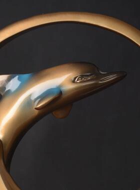 北欧海豚摆件家居饰品客厅酒柜装饰品现代简约创意树脂工艺品摆设