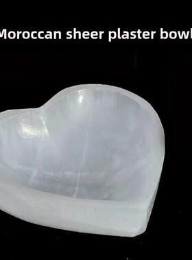 摩洛哥精品透石膏碗手工制作消磁烛台水晶碗心形碗月亮碗卧室摆件