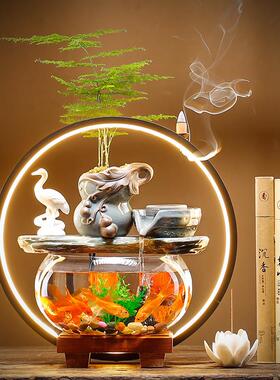 葫芦鱼缸流水生财喷泉摆件水循环招财桌面办公室开业乔迁新居礼品