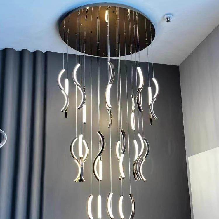 轻奢新款现代楼梯间长吊灯挑空客厅别墅复式楼挑高跃层loft吊灯,淘宝优惠券,粉丝福利购,淘宝优惠卷